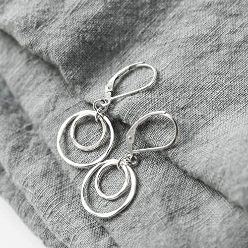 Latest Handmade Small Silver Circles Lever back Earrings - Minimalist Jewelry - Lightweight, Nickel Free Sterling Silver Dangle Earrings - Short Earrings2