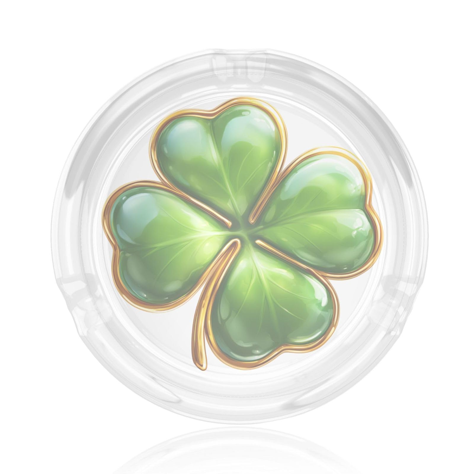 Shiny Glossy Cartoon Green Four-Leaf Clover Glass Ashtray For Cigarettes Ash Trays Case For Home Office Decor