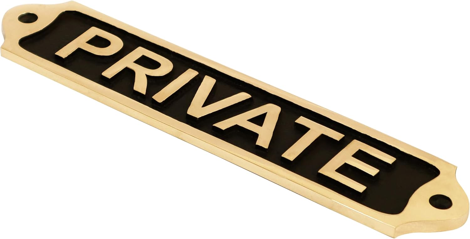 Sam Star Brass Door Sign Plaques - Traditional, Easy DIY Installation - Best Home Decor for Gents, Ladies, Office, Laundry, Restroom, Push, Pull, Parking (PRIVATE)