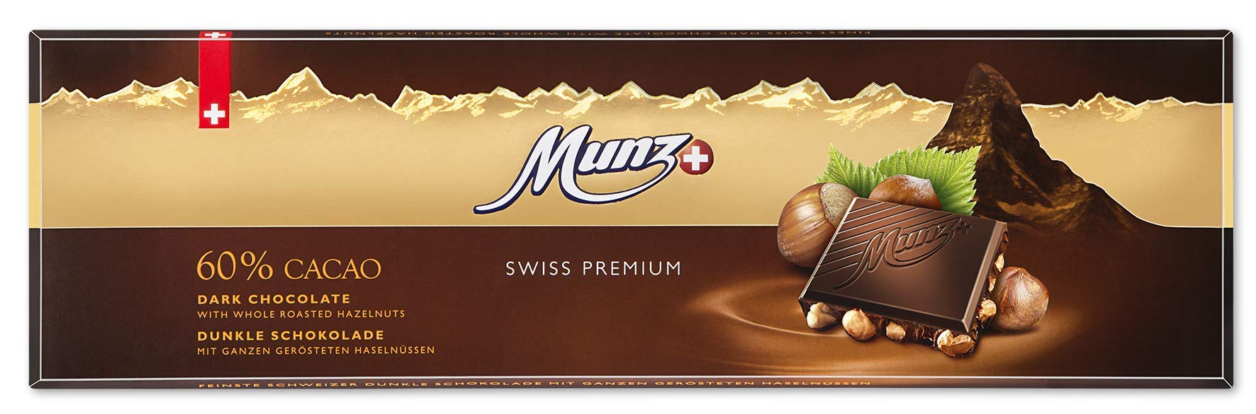 Munz Swiss Premium | Edelbitter 60% Kakap | 8 x 300g - 2,4 kg | Schweizer Zartbitterschokolade mit 70% Kakao, über 150 Jahre Confiserie-Geschichte, für Genießer