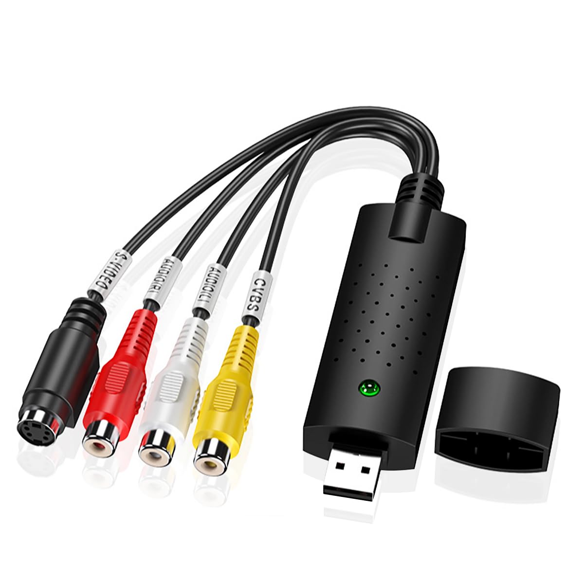 Vinmooog Convertitore vhs in digitale, Scheda di acquisizione video USB 2.0 Hi8 VHS to DVD, digitalizzazione audio-video, convertitore da VHS a USB Per PC, Video, DVD, Windows XP 10/8/7