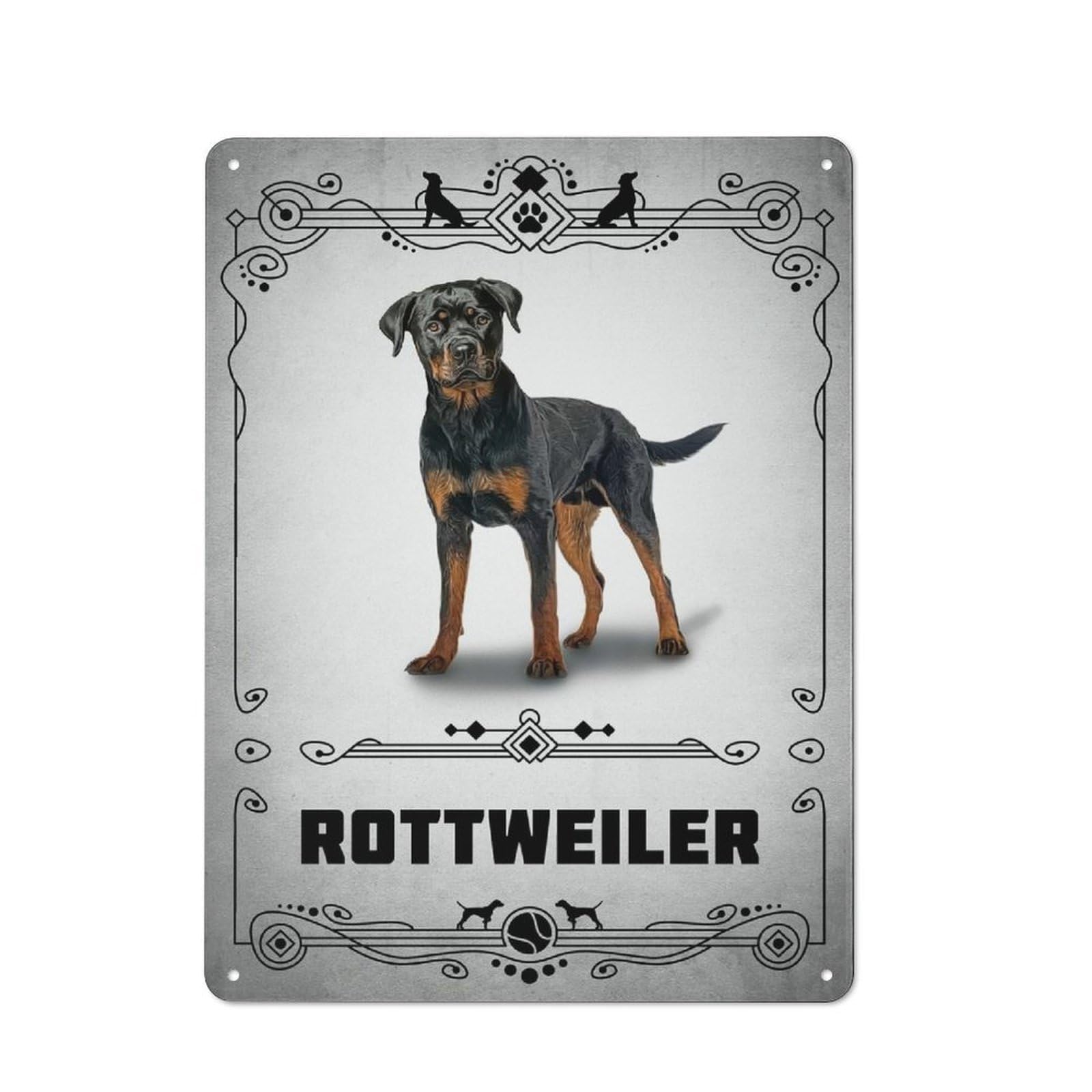 Junmoney Style-24 Rottweiler Rustic Tin Sign 40X30cm For Garden Room Or Summerhouse, For An Autumn Wall Display In Garden Room And Summerhouse
