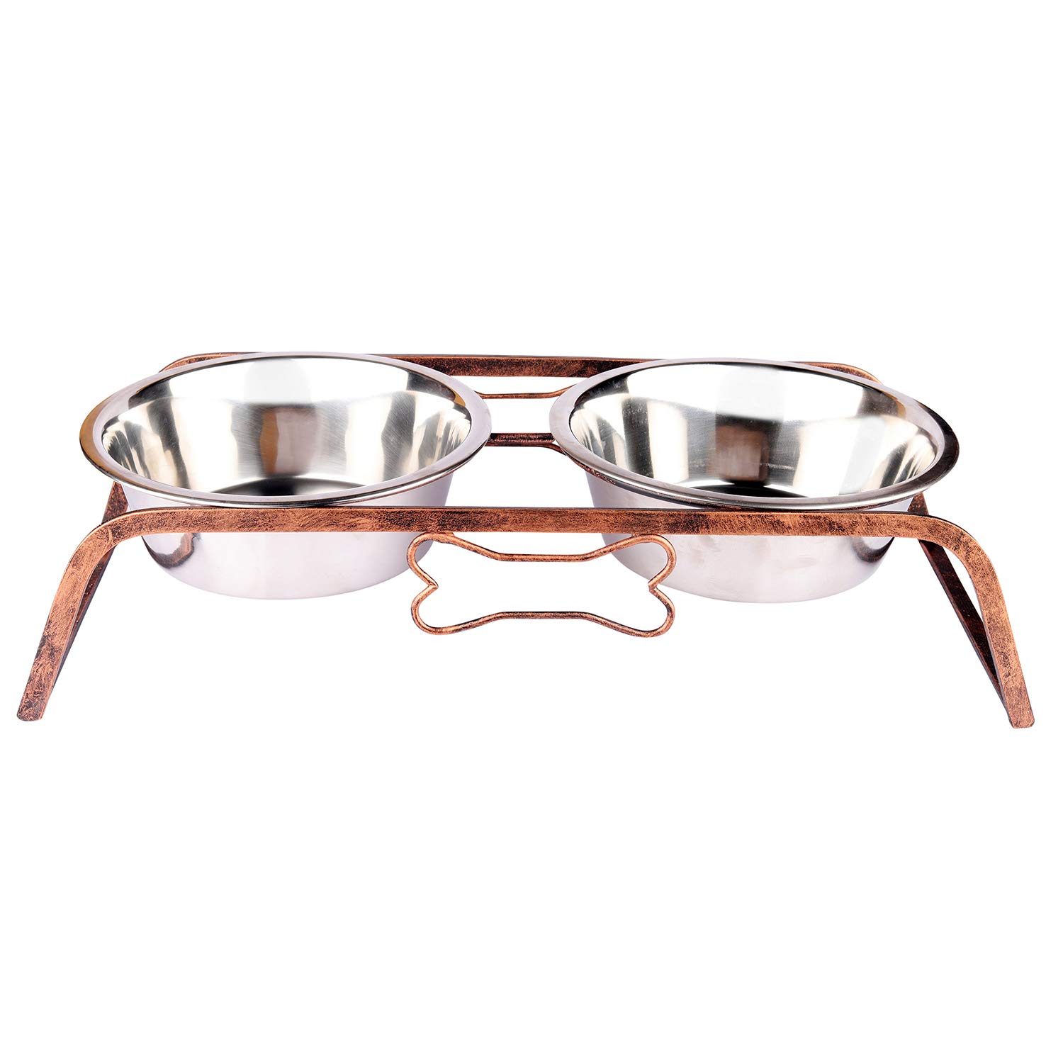 NAAZ PET SUPPLIES Rustic Bone Diner Wrought Iron Stainless Steel Food and Water Bowl with Iron Stand for Dogs and Cats (1600ml x 2 Bowls) (B07Z3TGFPL) Amazon Price History, Amazon Price Tracker