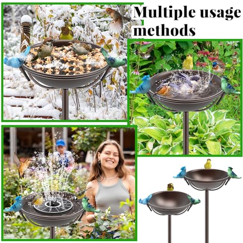 Outdoor Bird Bath Garden BirdBath Feeder with Metal Stake, Freestanding Birdbaths Bowl with 3 Resin Bird Statues, Birdbath & Birdfeeder Garden Yard Lawn Decor (braun) – Bild 6