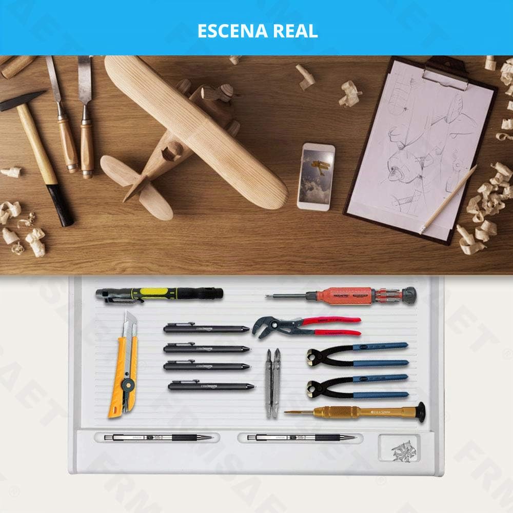 FRMSAET Soporte para Suministros de Oficina Accesorios para Muebles Teclado de computadora Organizador para cajones Bandeja Multiusos Debajo del Escritorio. (Grande, Blanco)