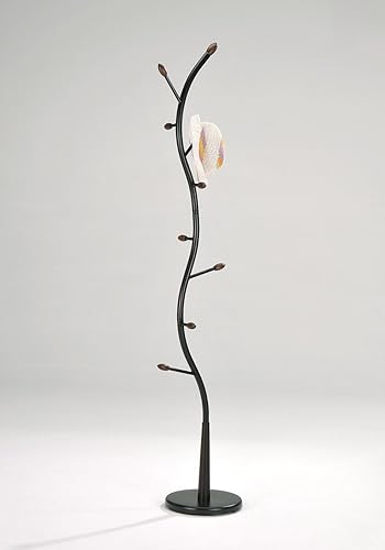 1 X Black Metal Walnut Wood Hall Tree Coat Hat Rack