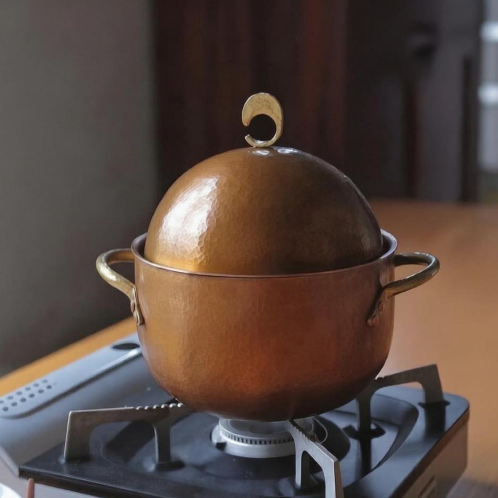 Pot Kupfertopf Kochtopf Suppentopf Schmorpfanne mit Strukturierter Oberfläche Und Warmem Kupferton Samt Passendem Deckel, Gebrannte Farbe, Geschenkbox-Set Verdickt