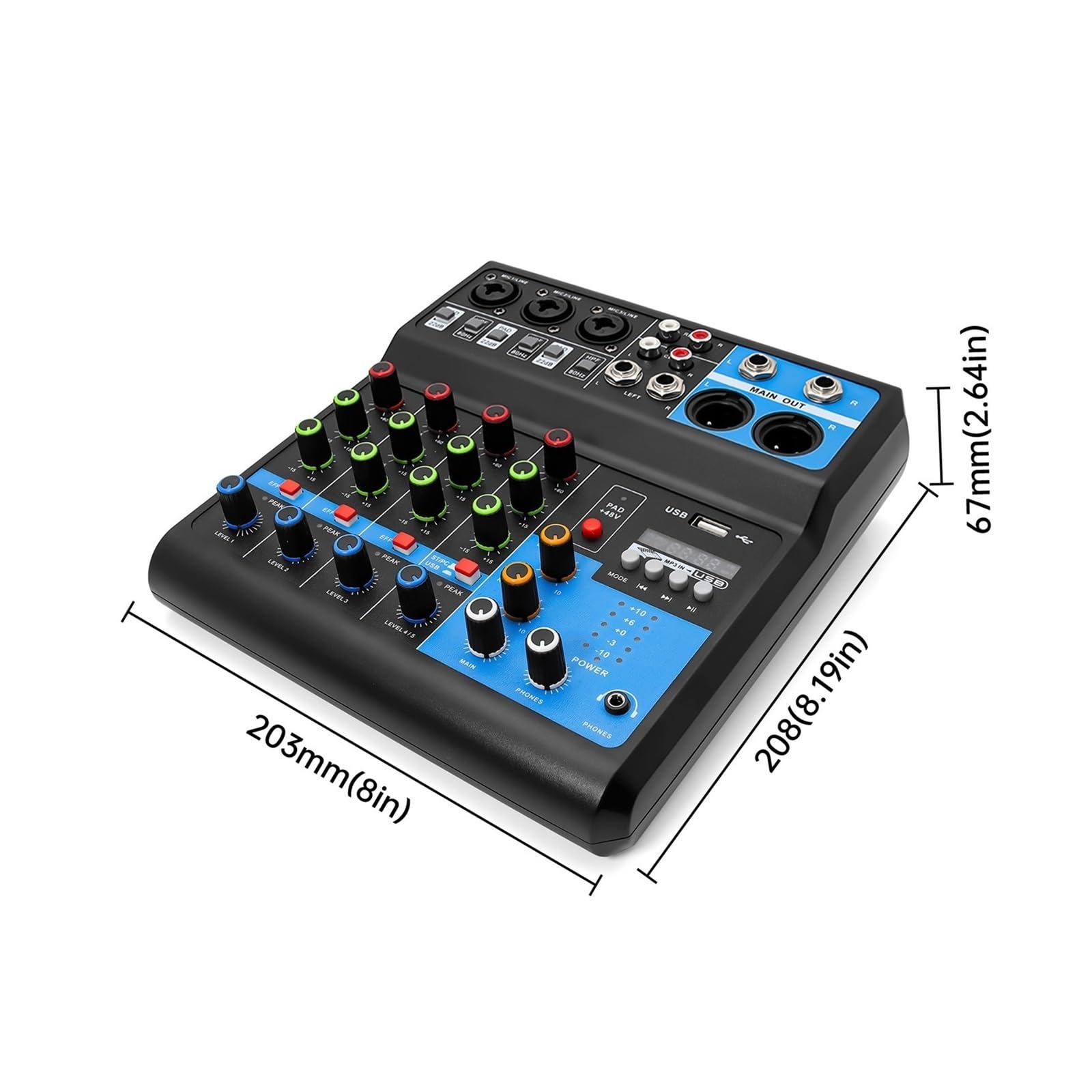 Audiomixer, 5-Wege-Professional-Sound-Mixer Computer-Aufnahme Free Drive Soundkarte Mischpult Mixer Audio Pro DJ Equipment für Studio-Karaoke