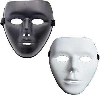 Unisex Full Face Hip Hop Dance Party Masquerade Masks, Blank Halloween Cosplay Costume Masks White Mask