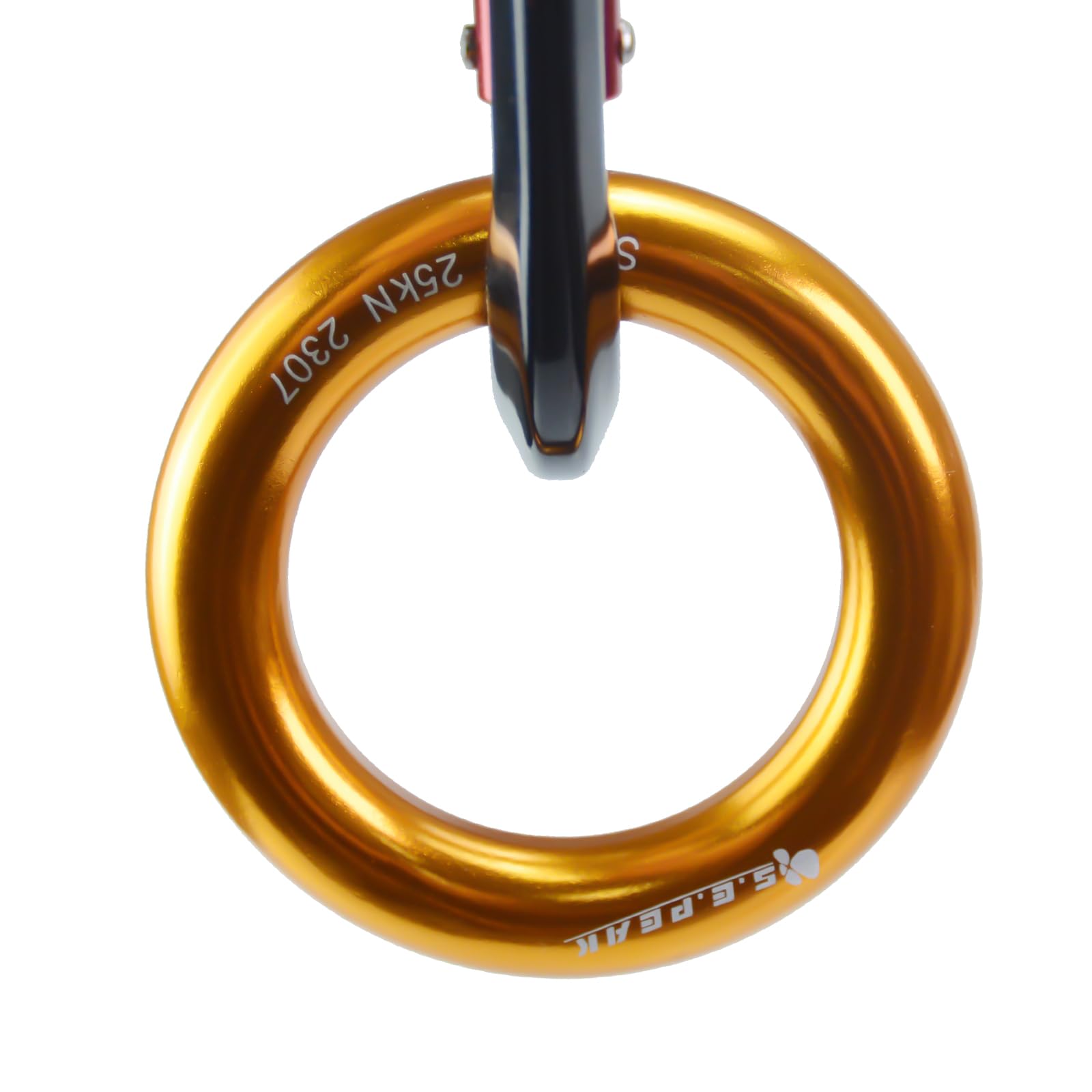 25kN Aluminum Rappel Ring, Perfect Tension O-Ring, Connection Ring for Rock Climbing, Arborist, Gold/Blue