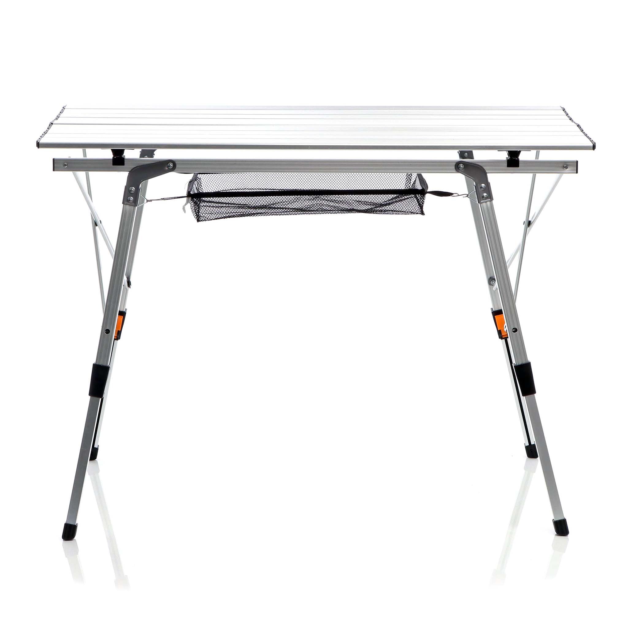 Wiltec Faltbarer Campingtisch 90x53 cm höhenverstellbar Klapptisch aus Aluminium max. 30kg mit aufrollbarer Tischplatte Camping Rolltisch Falttisch Garten Balkon Outdoor Tisch Tisch faltbar