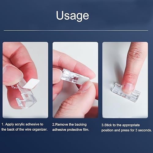 Miniatura 5 de Clips para cables con almohadillas autoadhesivas fuertes, no requiere herramientas, organiza cables y cables, juego de 20 (transparente, medio)