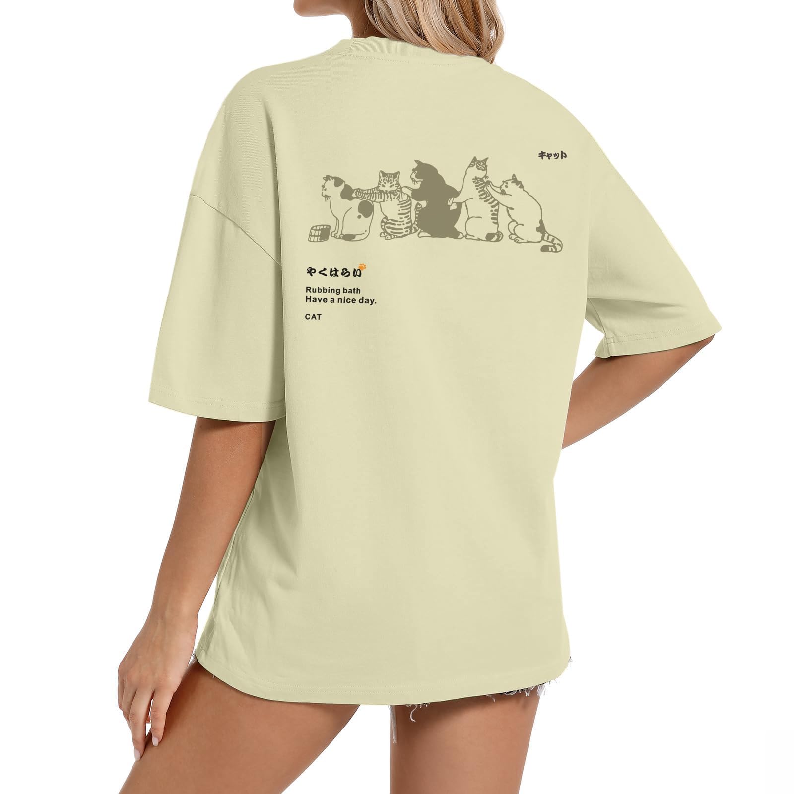 Cayxatiu Cute Cat Graphic Tees for Women Harajuku Shirt Letter Printed Oversized T Shirts Aesthetic Casual Baggy Tshirts…