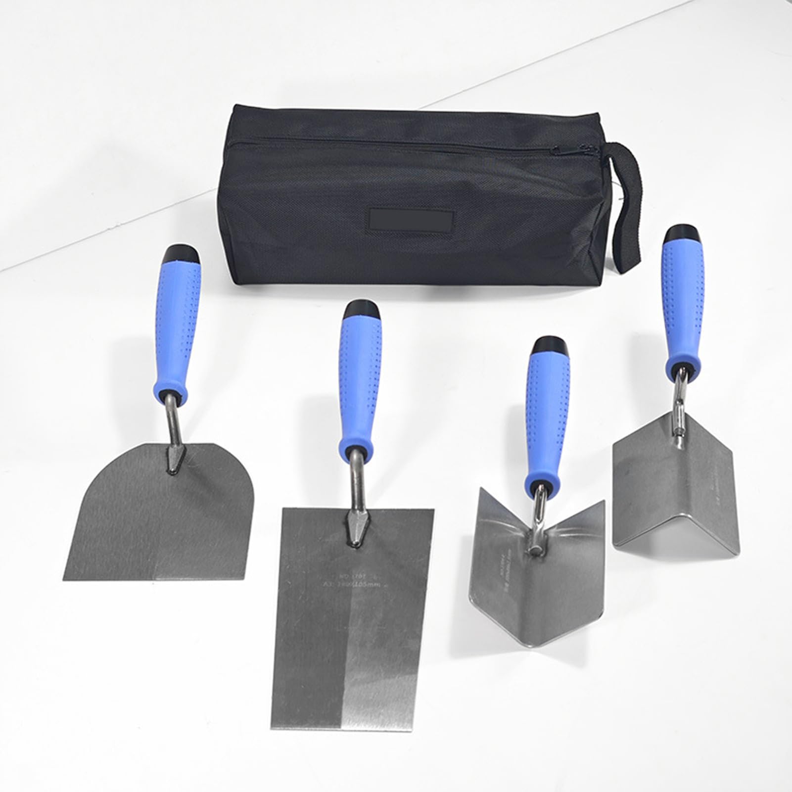 Denash 5-teiliges Trockenbau-Kellen-Set, Bauwerkzeuge aus Edelstahl und Kohlenstoffstahl mit 1680D Oxford-Werkzeugtasche, Zum Verputzen, Verteilen von Fliesen und Wandveredelung