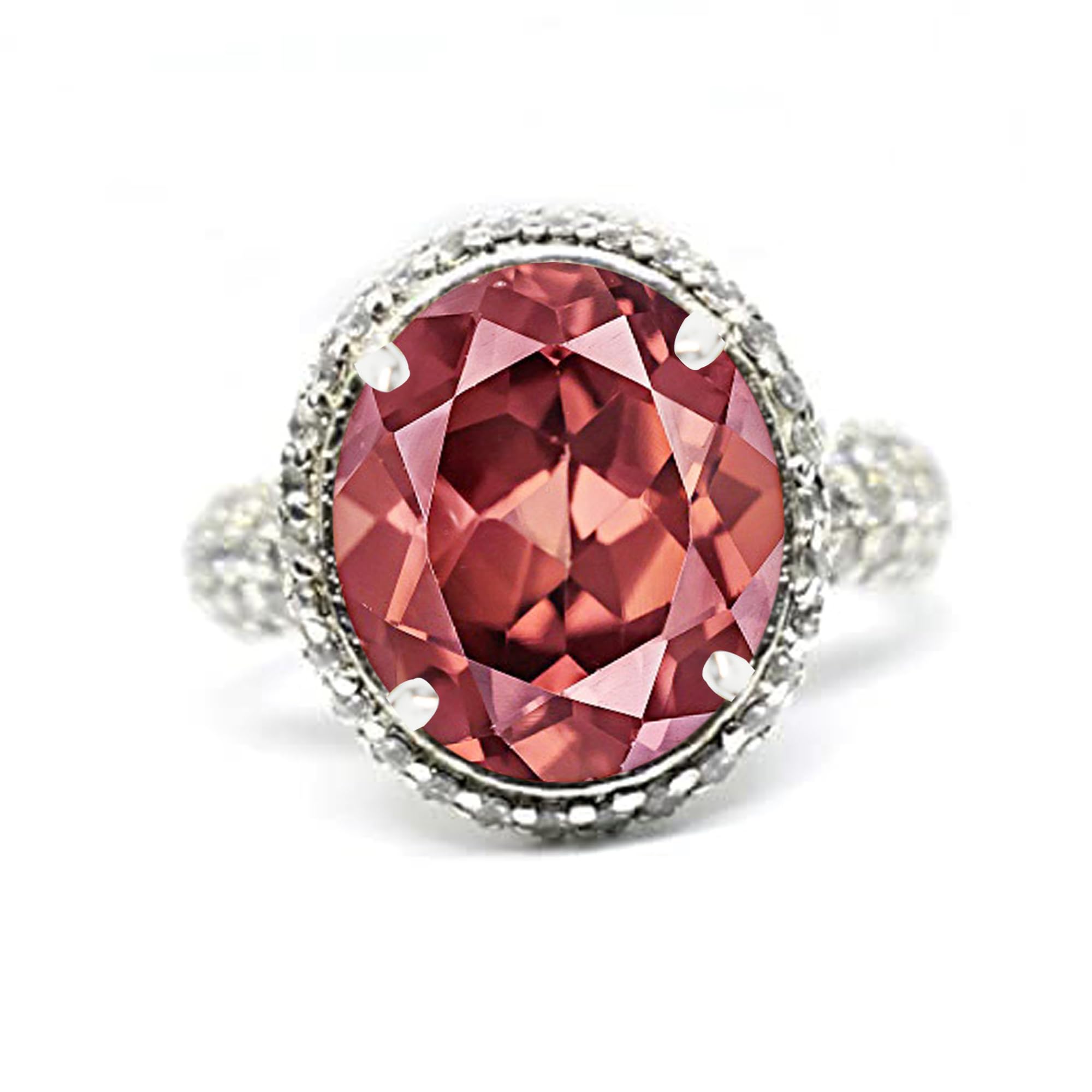 Anello in zultanite cangiante Gems Vibes, in argento sterling 925, con alone, regalo di nozze per lei, con pietra preziosa taglio ovale, anello promessa d'amore (oro rosa), taglia 8