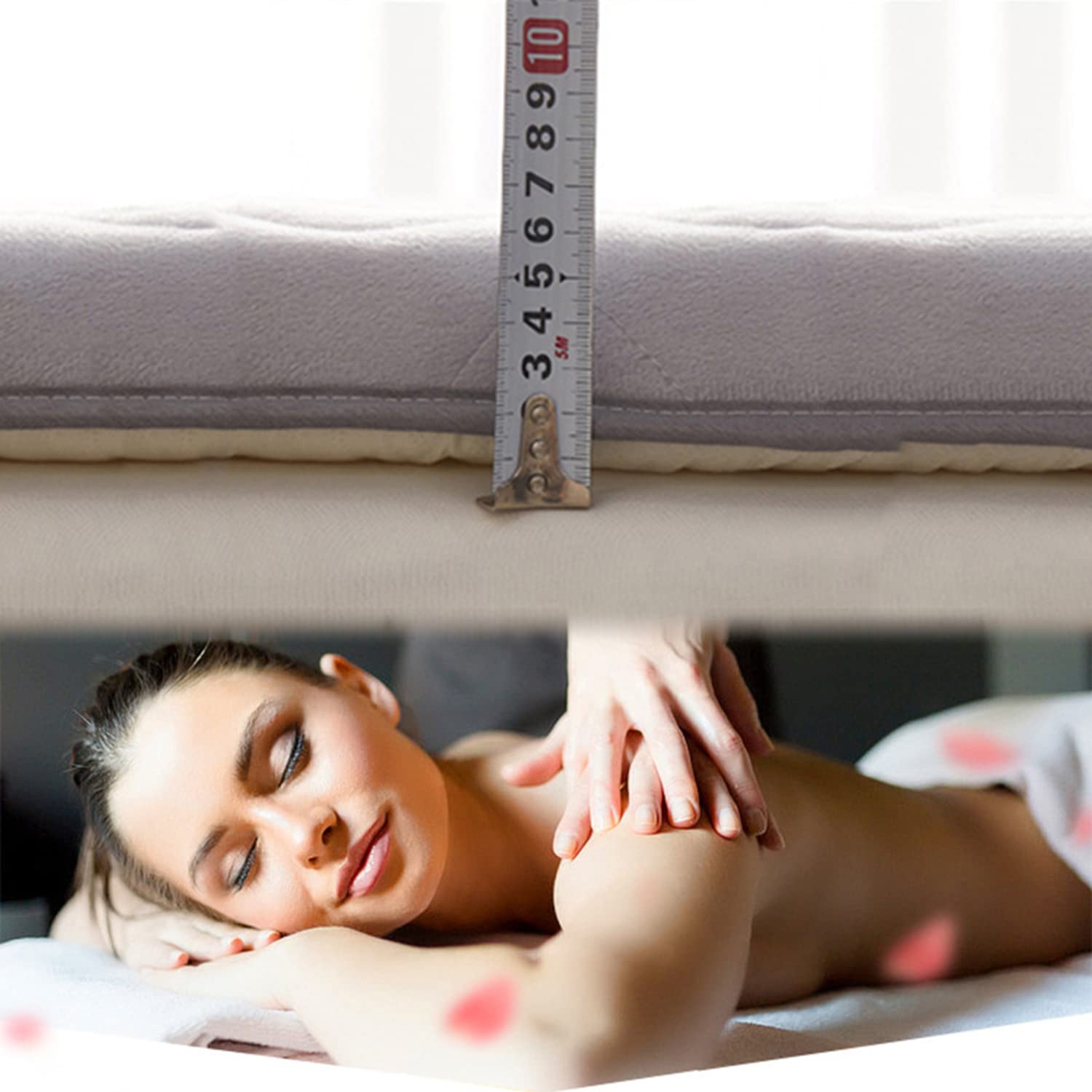 Coprimaterasso per Lettino da Massaggio Coprimaterasso Letto Ciglia con Elastici Materasso per Lettino Massaggio Trapuntato Spa con Foro Cuscino da Salone Antiscivolo,Gray 6cm,S 70x190cm