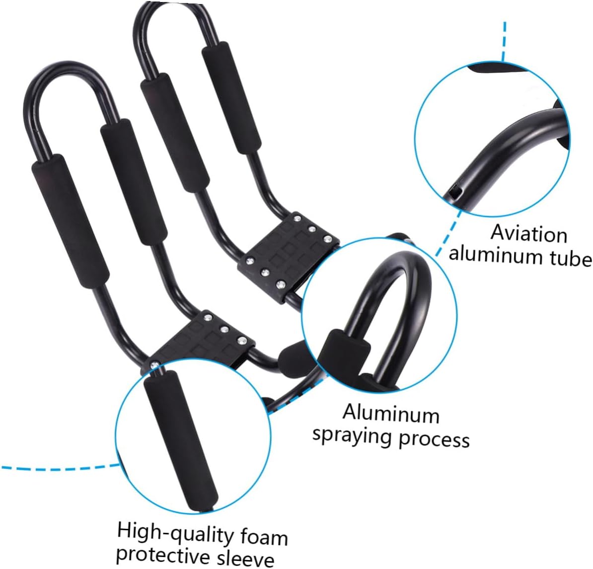 VOSAREA 2pcs Kayak Roof Rack Heavy Duty Car Roof Crossbars Detachable Canoe Carrier for SUV Truck Luggage Rack with Tie-Down Straps Suitable for Outdoor Water Sports