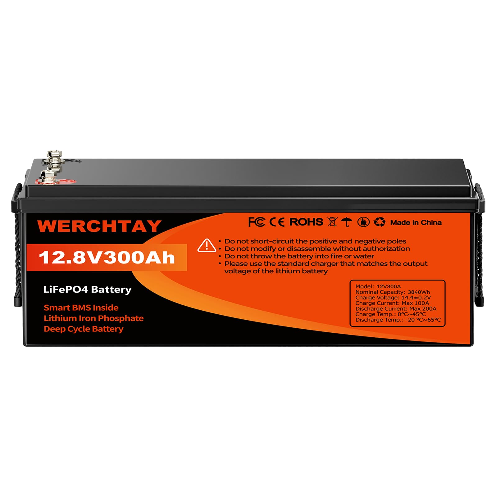 Batería LiFePO4 de 12 V 300 Ah con Bluetooth & Smart BMS 4000-15000 Ciclos Batería de Ciclo Profundo con protección de baja temperatura, autocaravanas, instalaciones solares, barcos, aplicaciones