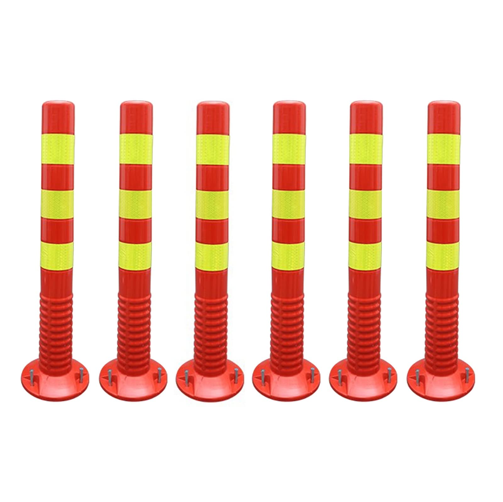 SGKOMN 6-Pack 30" Safety Cones - Flexible Traffic Barrier Posts for Driveway & Parking Lot - Durable Plastic Delineator Cones for Hotel & Event Safety, Red+yellow
