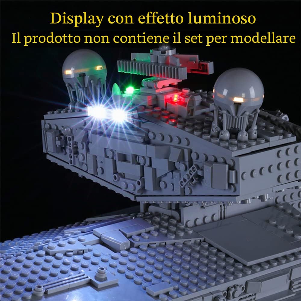 GEAMENT Set di Luci LED (Telecomando) Compatibile Con LEGO Imperial Sternzerstörer (Imperial Star Destroyer) – Kit Di Illuminazione per Star Wars 75252 (Modello di mattoncini non incluso)