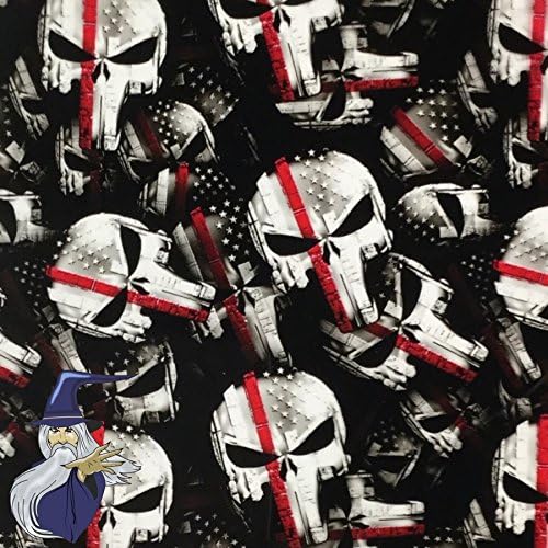 Hydrographic Film Skulls Thin Red Line Firefighter Flag Skull American Flags United States of America Hydro Graphic Water Transfer Film Hydro Dipping