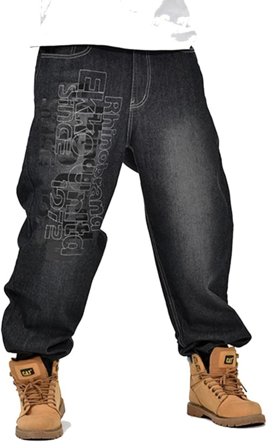 LUOBANIU Men’s Baggy Jeans Relaxed Fit Hip Hop Streetwear Embroidery Stretch Comfort for Dance Skateboarding