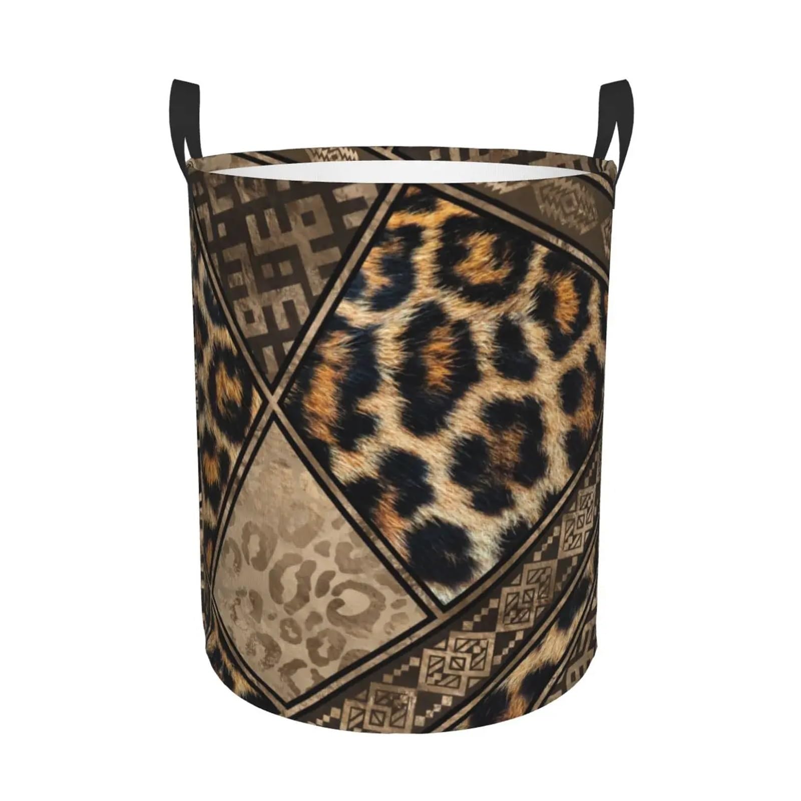Cesto de Ropa Plegable con Estampado de Leopardo Personalizado, Gran Capacidad para Guardar Ropa, cesto para bebé con Estampado de Piel de Animal.