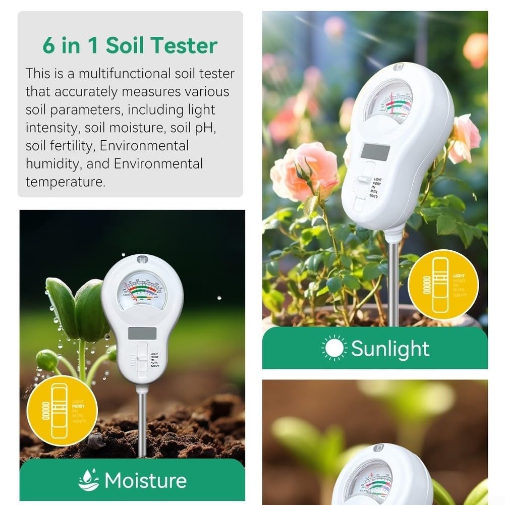 Analizador de para tierra 6 Funciones pH para temp Humedad Analizador(1 probe)