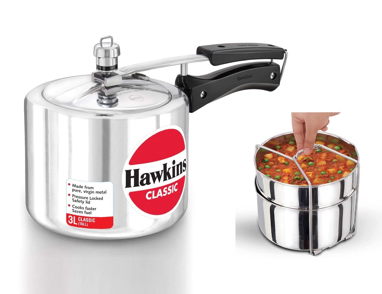 Buy Hawkins Classic 3 Litre Aluminium Inner Lid Pressure Cooker, Tall