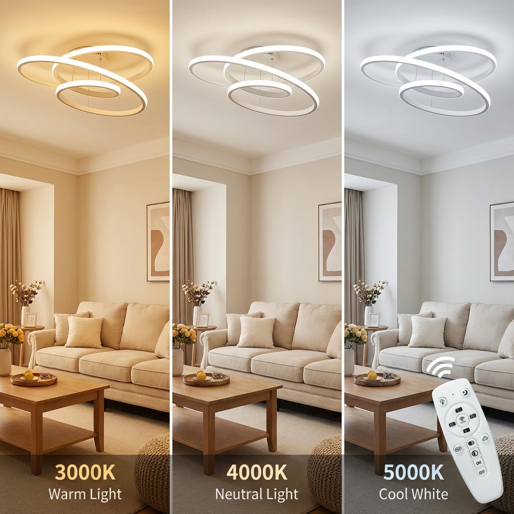 Lampadario rotondo a LED moderno Art Déco, luci a sospensione dimmerabili con telecomando, lampada a sospensione regolabile per isola cucina, soggiorno e sala da pranzo, 68W