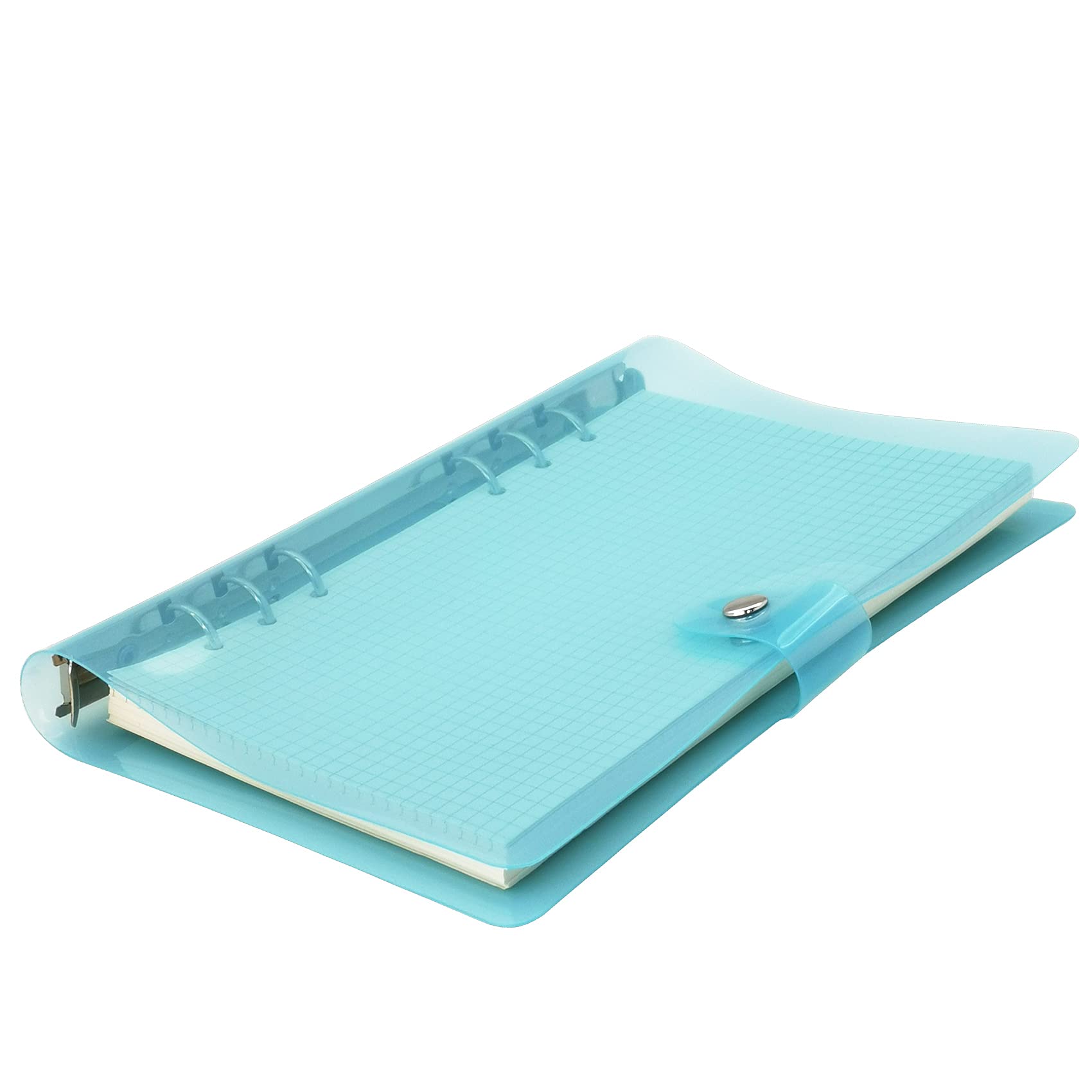 A6 A5 6-Holes Colorful PVC Cover Round Ring View Binder with Snap Button Closure File Folder for Loose Leaf Sheet Protectors Notebook Refill (Blue Radiance, A5 Mini Set) 1