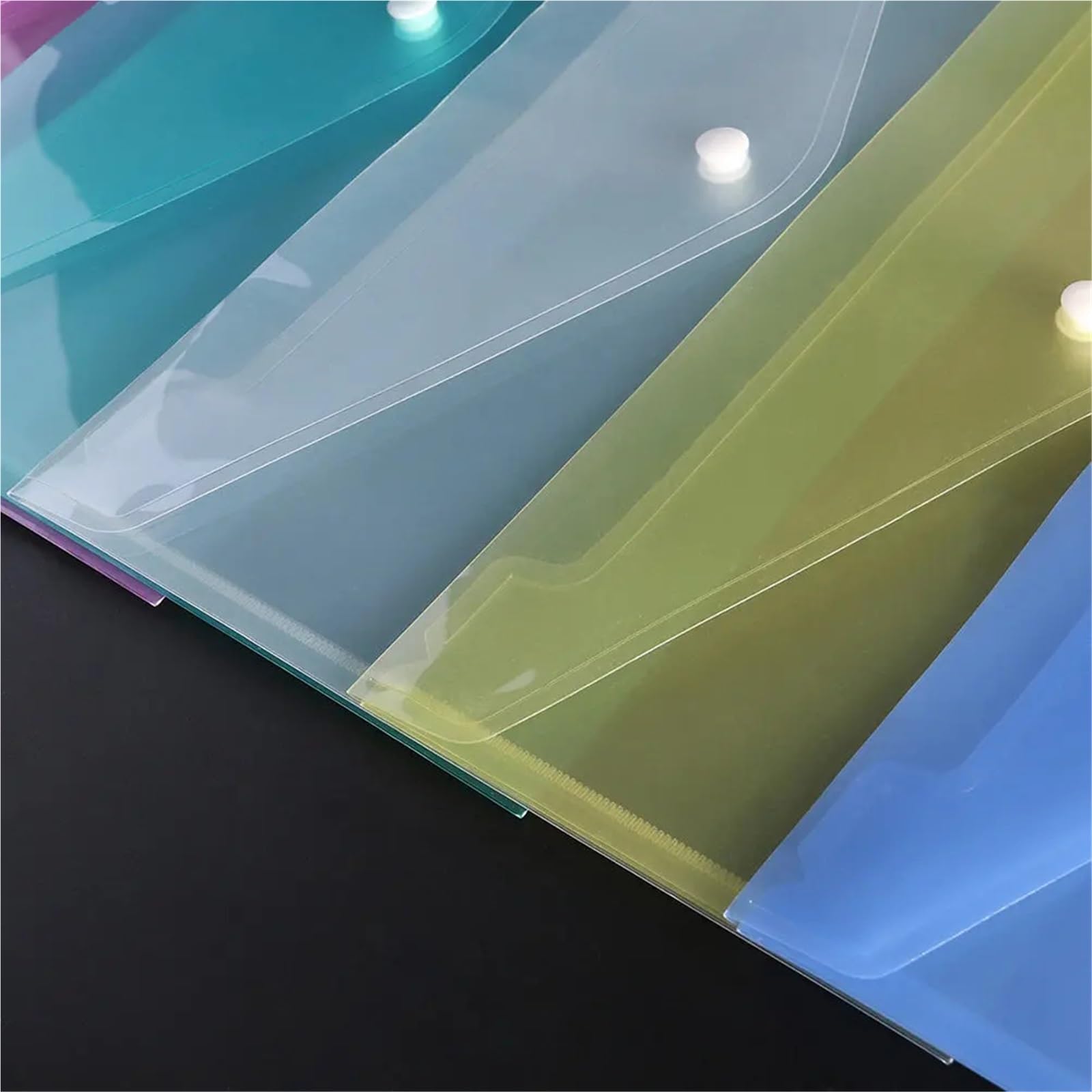 Lot de 10 pochettes en plastique transparent A4 avec bouton pression pour le rangement de fichiers et le rangement de documents de bureau
