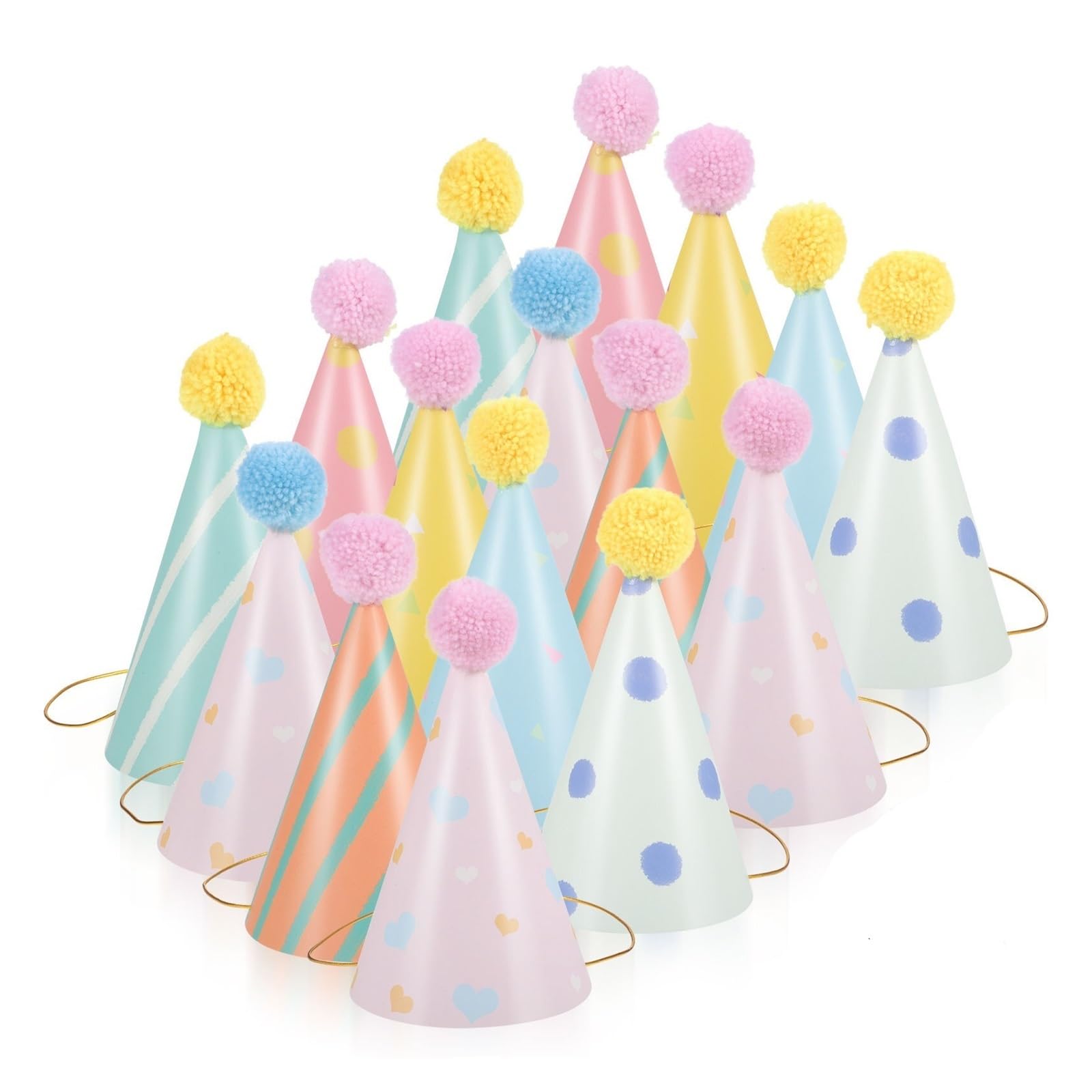 14-teiliges Geburtstags-Kegelhut-Set aus Papier mit Happy Birthday-Hut Für Die Feierlichkeiten