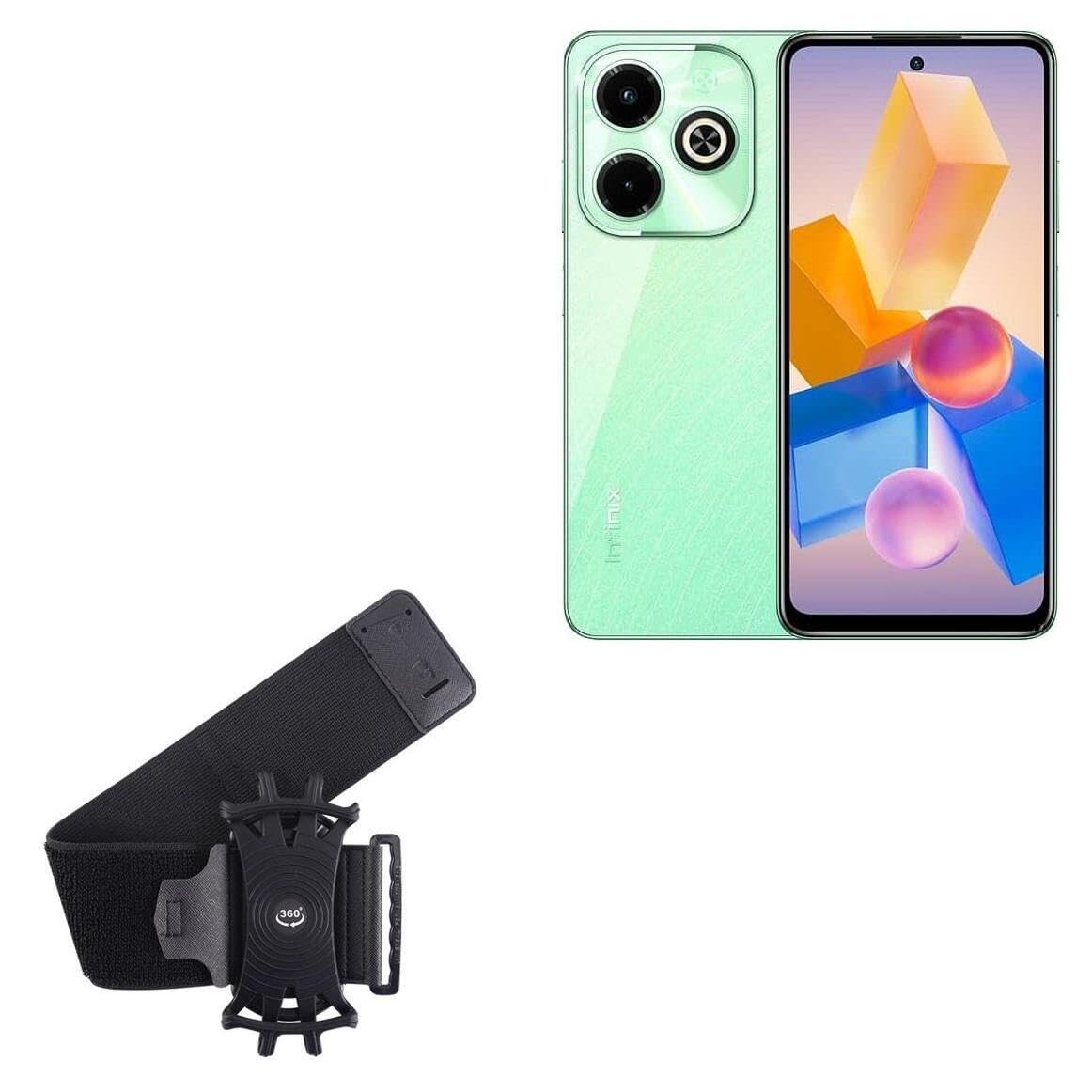 BoxWave Holster Compatible with Infinix Hot 40i - ActiveStretch Sport Armband, Adjustable Armband for Workout and Running - Jet Black