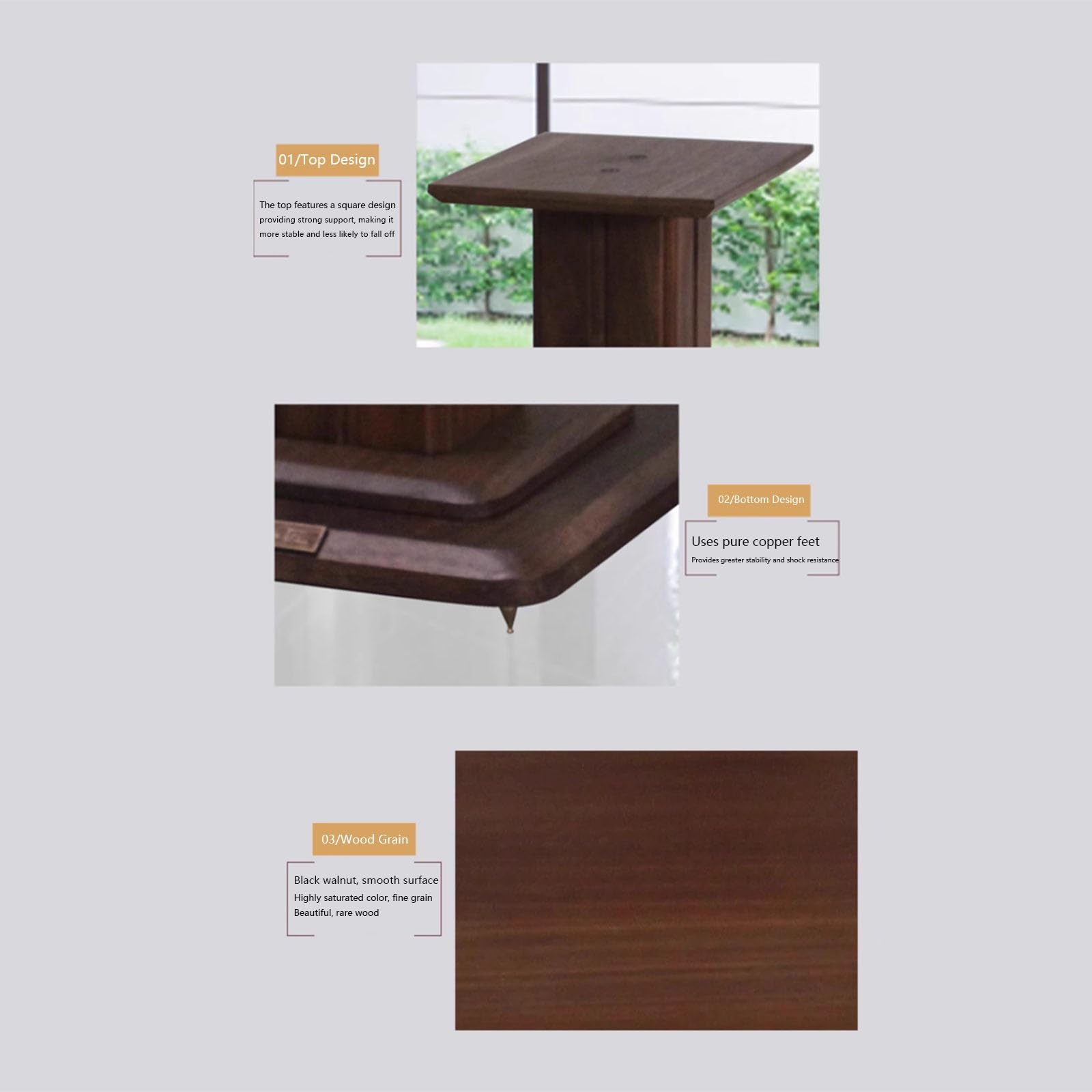 Support D'enceinte en Bois Massif - Support Audio Haut De Gamme pour Home Cinéma Et Systèmes Audio Surround(28 * 28 * 20cn)