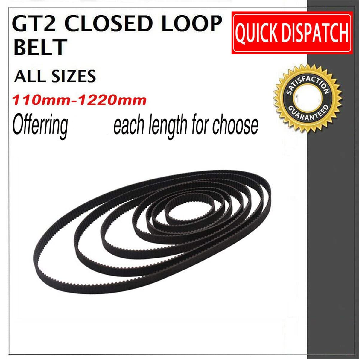 Timing Belts 3D Printer Accessory 2GT-6 Closed-Loop Rubber Belt Annular Closed Synchronous Belts 158mm Width 6mm 4Pcs
