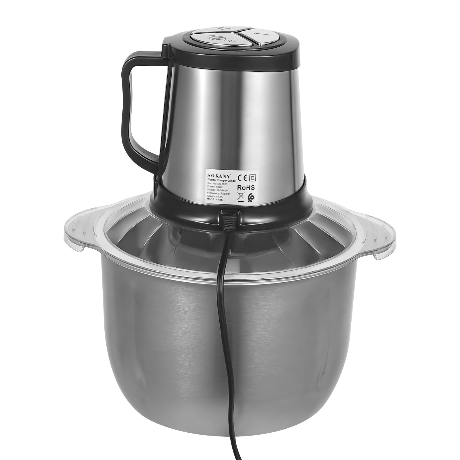 5L Zerkleinerer Küche Elektrisch 800W Multizerkleinerer Vollkupfermotor 3 Geschwindigkeit 4 Klingen Universalzerkleinerer für Fleisch Gemüse Zwiebeln Obst