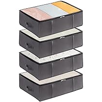 Lifewit 4 Pezzi Scatole Sottoletto 40L, Scatole per Armadio Contenitori Sottoletto per Coperte con Maniglia Rinforzata, Organizer Armadio per Vestiti, Lenzuola, Camera da Letto, Grigio