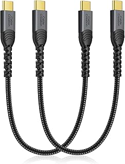 Short USB C to USB C Cable 3A Fast Charging, CableCreation 2 Pack 1FT Type C Cable Double-Braided Exterior Compatible with Galaxy S23/S22 Ultra/S22/S21/Note 20, MacBook, iPad Mini 6, iPad Pro, Grey