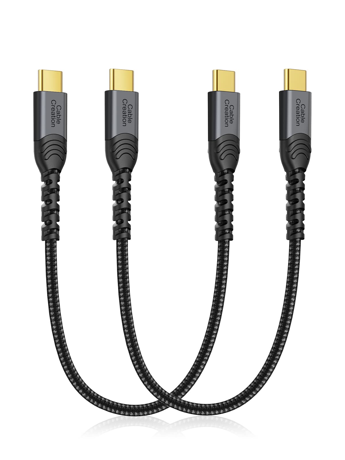 CableCreationShort USB C to USB C Cable 60W Fast Charging, 2 Pack 1FT Type C Cable Double-Braided Exterior Compatible with Galaxy S22 Ultra/S22/S21/ S20/ Note 10, iPad Mini 6, iPad Pro 2020, Pixel