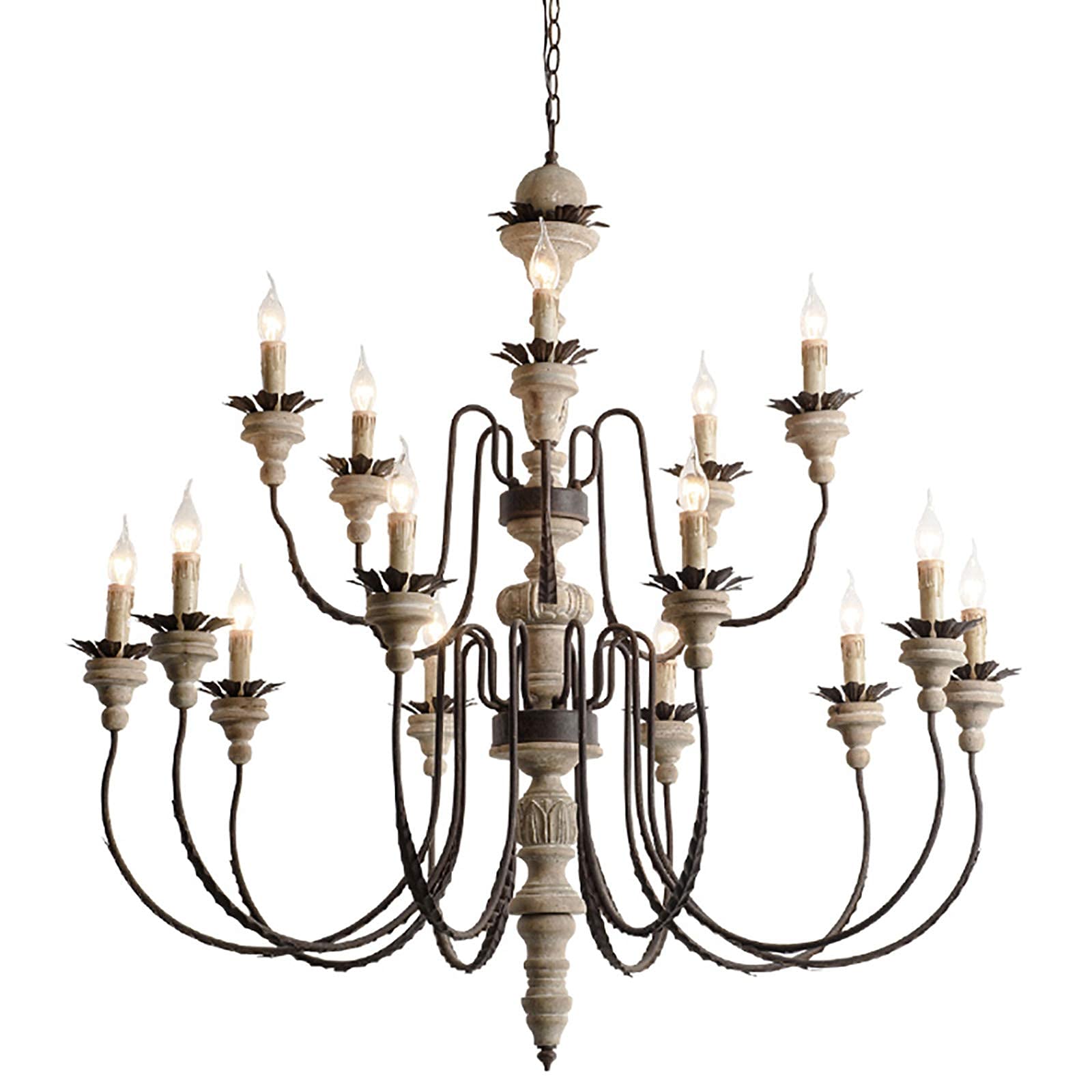 Zsdfghjk Retro Multi-Light Chandelier, 15 Lights, Wood, E14