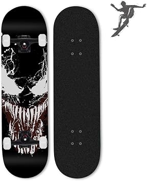 Skateboarding Complete / Skateboard Assembled / Maple Deck Skateboard Set Professional Standard Skateboard Recessed Skateboard 31 x 8 Inch 7 Layer Maple Deck Complete Skateboard Non Slip Durable Shock Absorbing Design Practice Competition Beginner Skateboard Adults Youth Kids Color A