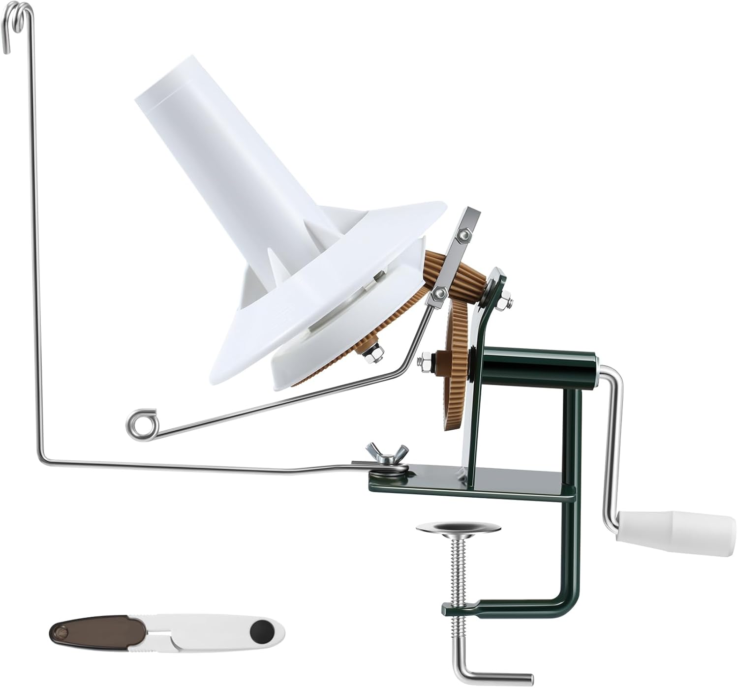 Hiboom Yarn Ball Winder Large Capacity Yarn Winder for Crocheting Spinner Hand Operated Cake with Thread Cutter Scissor for Knitting Support 10 to 16 oz(Dark Green)