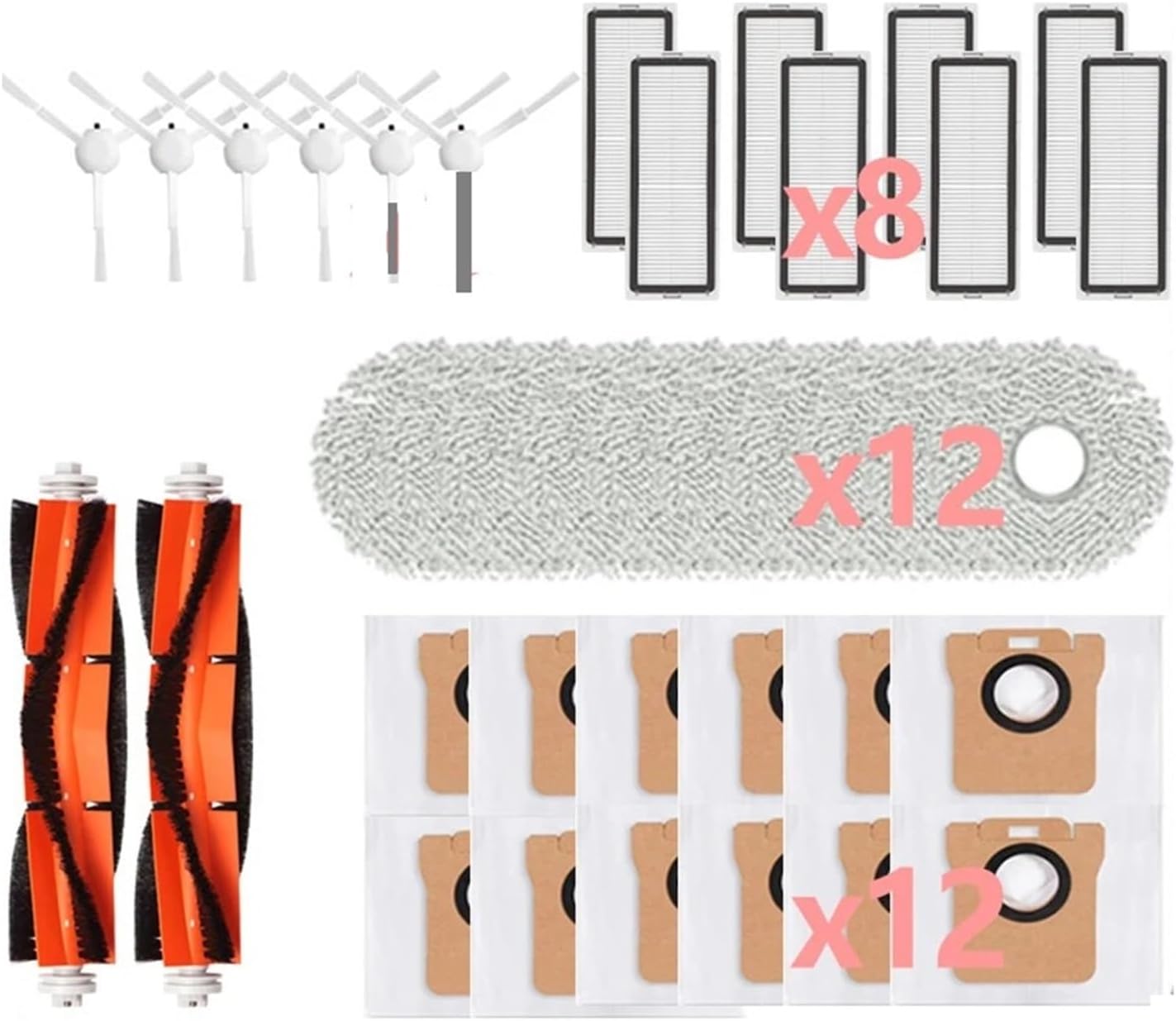 Compatible with Xiaomi Robot Vacuum X10+ X10 Plus B101GL Spare Parts Accessories Main Side Brush Hepa Filter Dust Bag Rag Mop Stand Dust Box(Set4)
