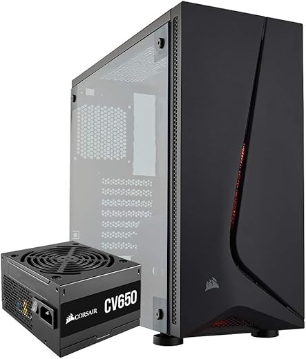Corsair SPEC-05 Mid-Tower Alloy Steel Gaming Case – Black with CV650, CV Series, 80 Plus Bronze Certified, 650 Watt Non-Modular Power Supply – Black