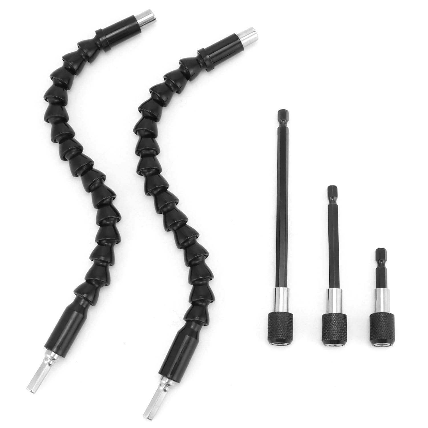QWORK® 2 Pieces 1/4’’ Flexible Drill Bit Extension Shaft 30cm