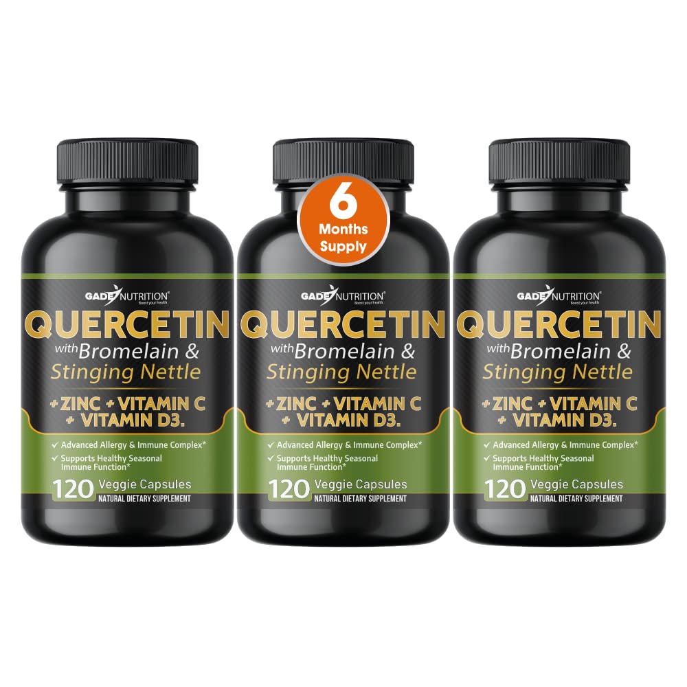 Quercetin with Vitamin C and Zinc - Nettle Quercetin - Quercetin 500mg - Quercetin with Bromelain - 