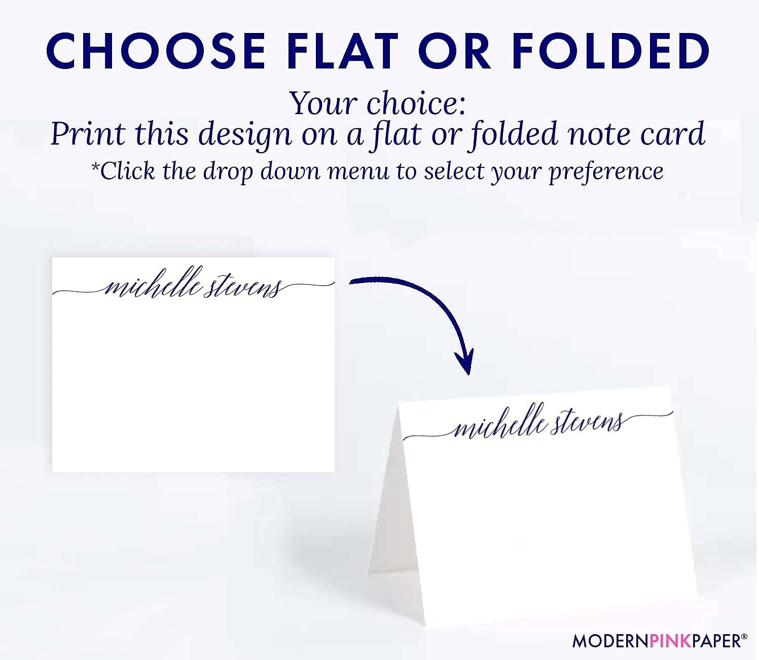 Personalized Stationary with Envelopes, FLAT OR FOLDED NOTE CARDS, Script Personalized Stationery for Women, Personalized Note Card Set, Your choice of Colors and Quantity