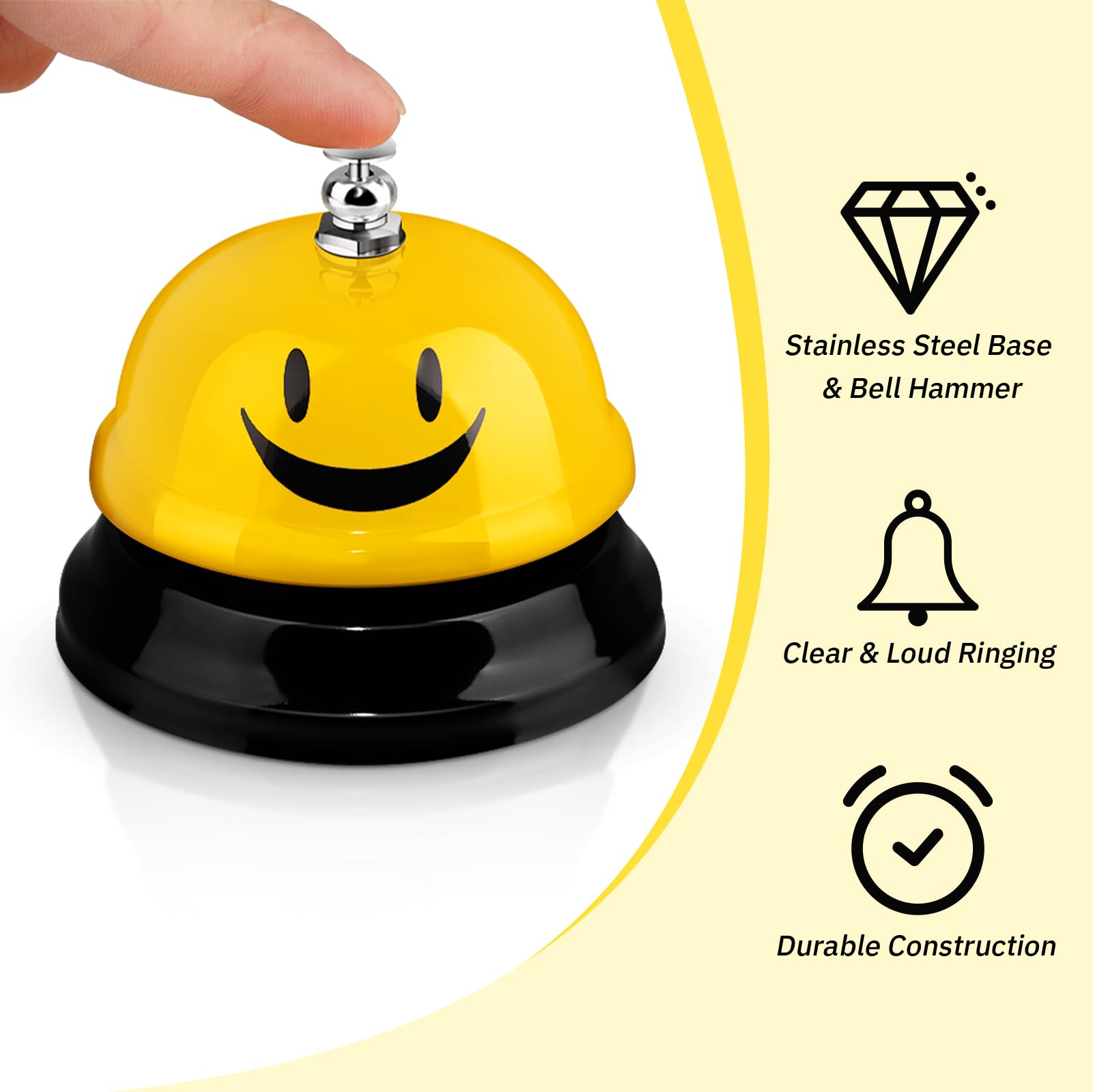 6 campanas de servicio para escritorio, cara sonriente, campana de cena de 3 pulgadas de diámetro, campana de escritorio con construcción de metal antioxidante, campana de aula para hotel,