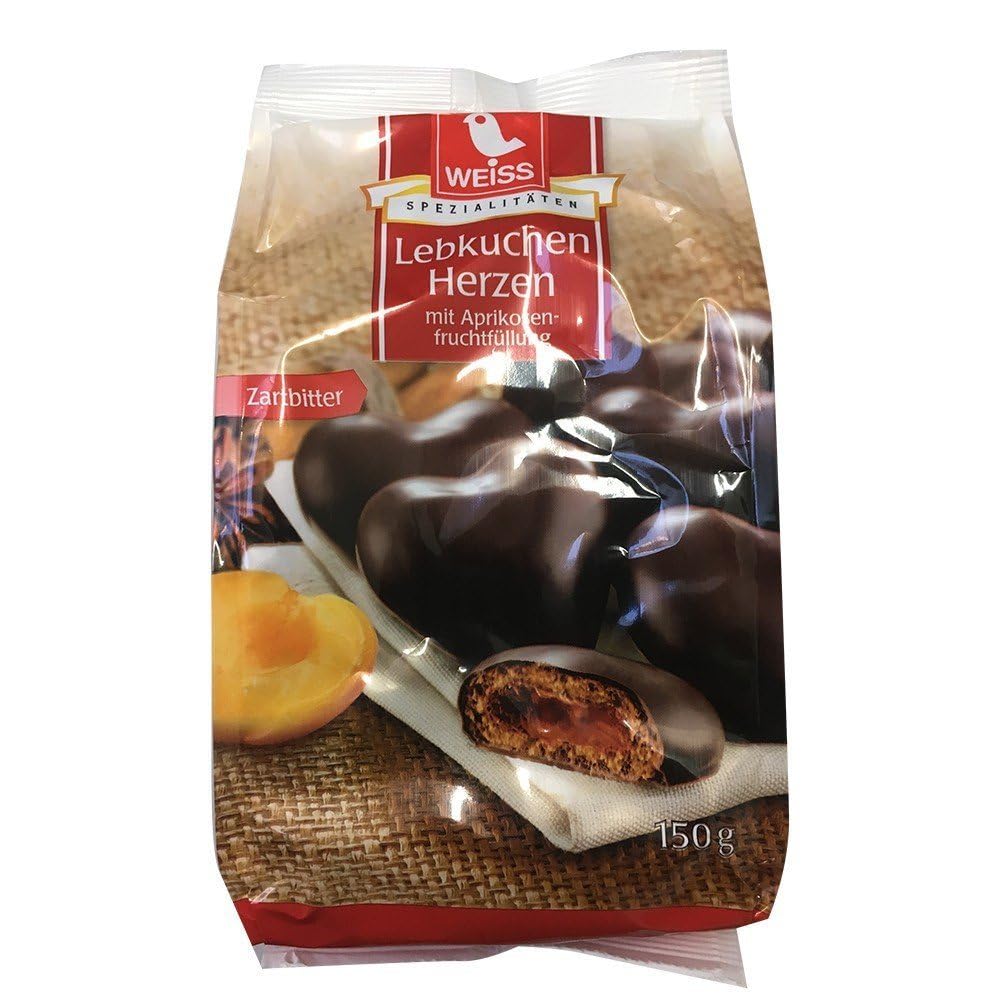 Weiss Filled Gingerbread Hearts, Dark Chocolate, 5.29 oz